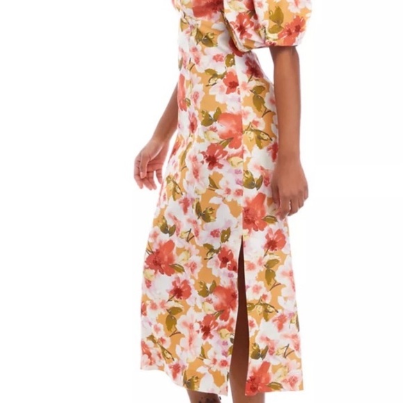 Moon River Backless Floral Dress - Orange, Pink, Cream - Picture 3 of 5